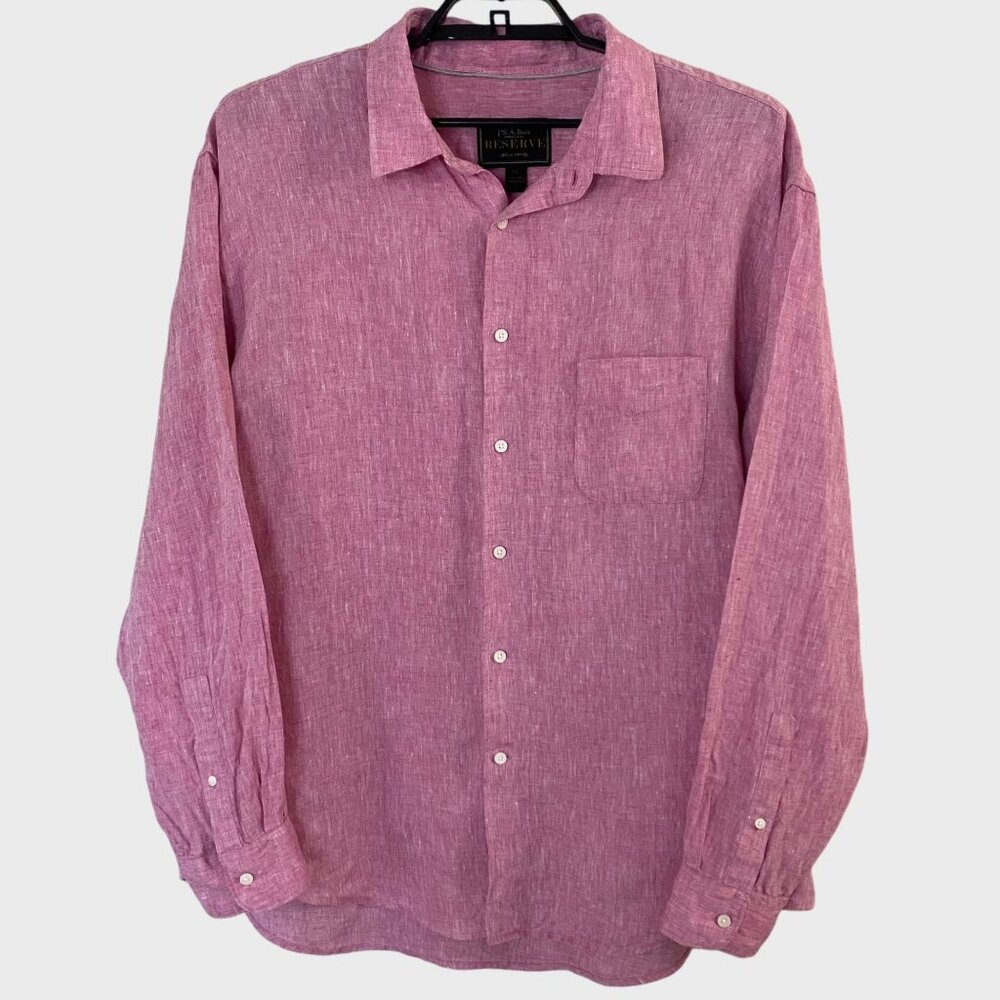 Jos. A Bank Reserve Collection Linen Button-Up Pink Men's XL Long-Sleeve Shirt